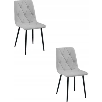 Jídelní židle ŽIDLE DO OBÝVACÍHO POKOJE JÍDELNY KUCHYNĚ LIBRA světle šedá látka černé nohy 2 ks