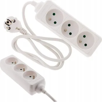 Napájecí kabel PRODLUŽOVACÍ KABEL 3 ZÁSUVKY 3M UZEMNĚNÍ PRODLOUŽOVACÍ KABEL ZÁSUVKOVÁ LIŠTA BÍLÝ