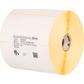 Kancelářský papír Zebra Label, Paper, 124x110mm; Thermal Transfer, Z-PERFORM 1000T REMOVABLE, Uncoated, Removable Adhesive, 76mm Core, EAZIPRICE 3012918-T
