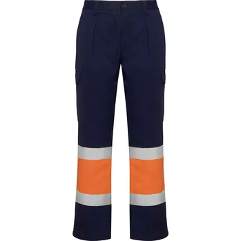 montérky Pánské reflexní kalhoty Soan námořnická modrá-svítivě oranžová (55223) 42