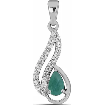 Přívěsek Přívěsek stříbrný s broušeným smaragdem a zirkony Ag 925 015699 EM 1,5 cm, 2,6 g
