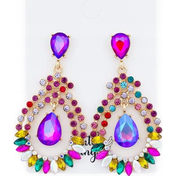 Náušnice Náušnice velké kapky s zirkony elegantní růžové