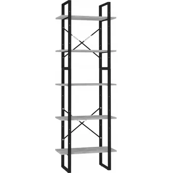 Knihovna 5-patrový regál na knihy, šedý, 60x30x175 cm