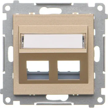 vypínač Kryt telefonní a datové zásuvky Keystone 2 násobný, zkosený, s popisným, Simon 55 TKP2S.01/144, champagne metalizovaná