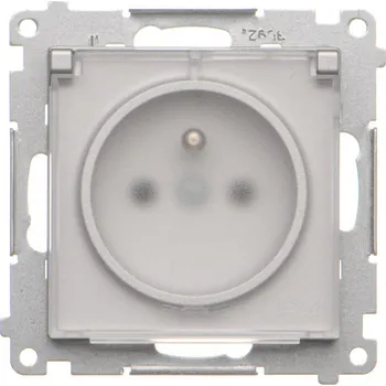 Elektrická zásuvka Zásuvka silová 1 násobná typ E, IP44, bez těsnění, víčko průhledné, 16 A /, Simon 55 TGZ1BCUZ.01/143A, hliníková