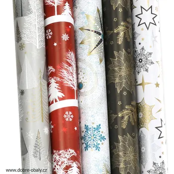 Balící papír Pol-Mak P2 GW10 dárkový papír v roli vánoční 200 x 70 cm mix barev