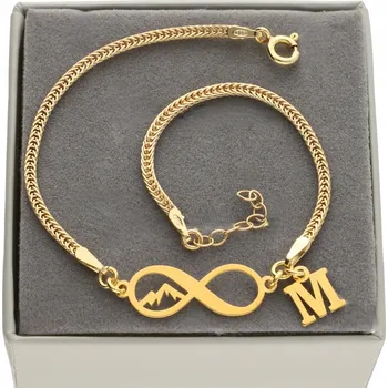 Náramek Zlatý náramek nieskończoność góry s horami PÍSMENO KRABIČKA STŘÍBRO 925