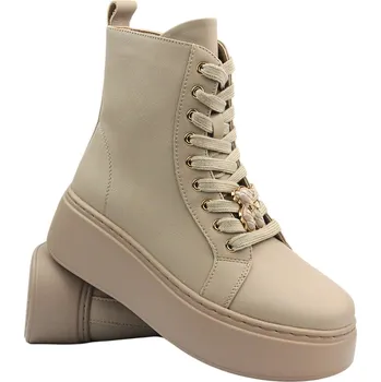 Dámské kozačky Béžové kožené dámské kotníkové boty Vinceza 66701 r38