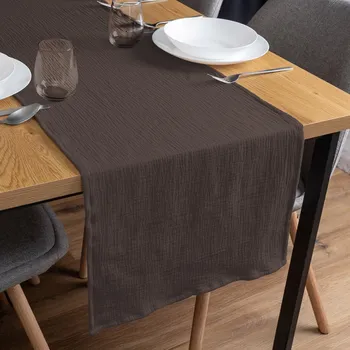 ubrus Mušelínový běhoun na stůl MSN-069 Kakaově hnědý 20x120 cm
