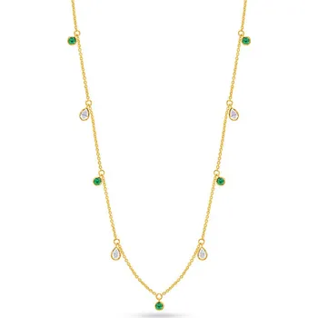Náhrdelník Smaragdový náhrdelník s Lab-grown diamanty, žluté zlato 14K IZLG1548 + dárkové balení LUXUS zdarma