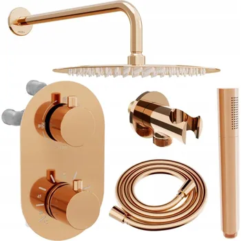 Sprchový set MEXEN/S - Kai DR70 podomítkový sprchový SET + slim sprcha 30, růžové zlato 77602DR7030-60
