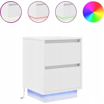 Noční stolek Noční stolek s LED osvětlením, bílý, 38x34x50 cm