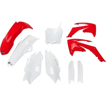 UFO kompletní sada plastů (FULL KIT) s kryty tlumičů HONDA CRF 250R 11-13, CRF 450R 11-12 barva (červená/bílá) (HO115E999) (UFO kompletní sada plastů (FULL KIT) s kryty tlumičů HONDA CRF 250R 11-13, CRF 450R 11-12 barva (červená/bílá) (HO115E999))
