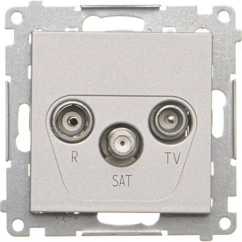 Elektrická zásuvka Zásuvka anténní R+TV+SAT průchozí, 1x vstup: 5 MHz÷2,4 GHz, Simon 55 TASP.01/143, hliníková