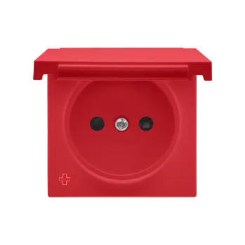 Elektrická zásuvka Kryt zásuvky silové 1 násobné, s uzemněním, IP44, víčko v barvě, Simon 55 TGZ1BUZP/AB122, červená antibakteriální