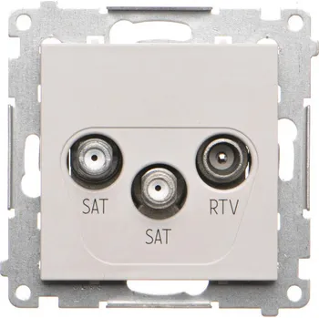 Elektrická zásuvka Zásuvka anténní SAT+SAT+RTV koncová, 2x vstup: 5 MHz÷2,4 GHz, Simon 55 TASK2.01/114, šedá světlá