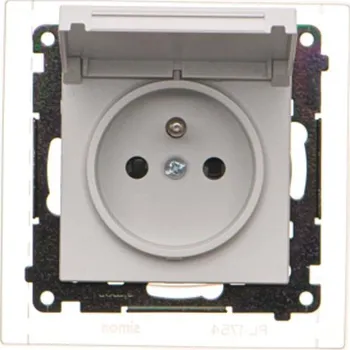 Elektrická zásuvka Zásuvka silová 1 násobná typ E, IP44 s uzemněním, se clonkami, s těsněním, Simon 55 TGZ1BCZ.01/114, šedá světlá