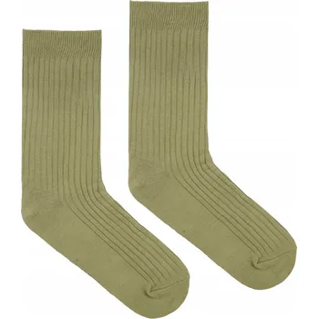 Pánské ponožky Ponožky khaki zelené bavlněné žebrované 42-46
