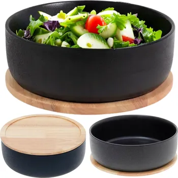 Miska na salát porcelánová černá s nástavcem na salát 24 cm