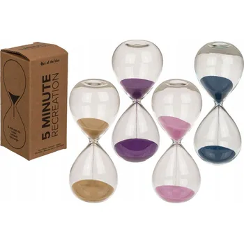 Hodiny SKLENĚNÉ PŘESÝPACÍ HODINY RŮŽOVÉ 5 MINUT 12,5 CM