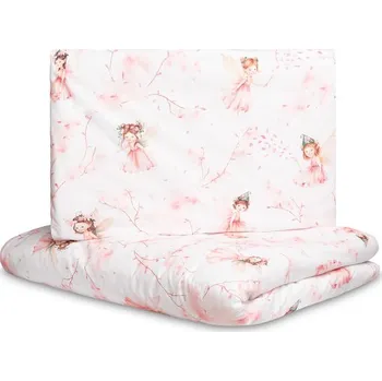 Povlečení Mušelínové povlečení do postýlky 135x100, Víla Ema, růžová, bílá