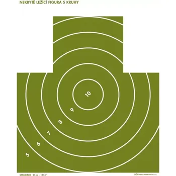 Terč na sportovní střelbu Papírový terč - Nekrytě ležící figura s kruhy - 135 P