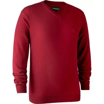 Svetr Deerhunter - Kingston Knit with V-Neck červený