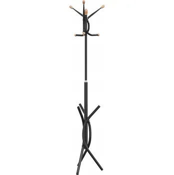 Věšák Stojan na oblečení z železa, 9 háčků, černý, 176 cm, Ø40 cm