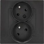 Zásuvka silová 2 násobná typ E, s uzemněním, pootočená, 16 A / 230 V~,, Simon 55 TGZ2TS/149, černá metalizovaná