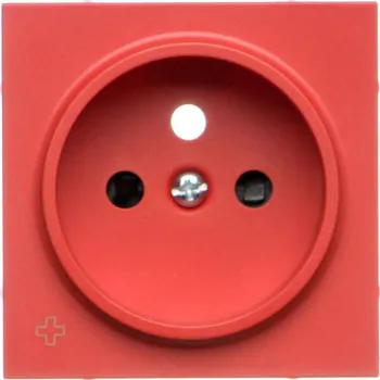 Elektrická zásuvka Kryt zásuvky silové 1 násobné, s uzemněním, se clonkami, Simon 55 TGZ1ZP/AB122, červená antibakteriální