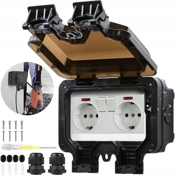 Elektrická zásuvka Elektrická Zásuvka hermetická Adelid černá