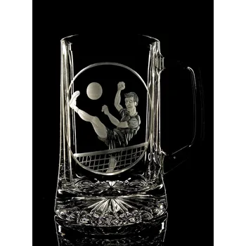 Sklenice půllitr s nohejbalistou - ručně ryté (broušené) dárek pro nohejbalistu