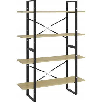 Knihovna Čtyřpatrový regál na knihy, dub sonoma, 100x30x1