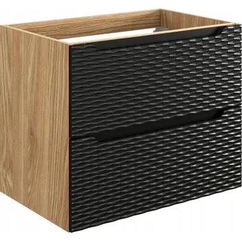 Šatní skříň Moderní Závěsná Skříňka pod Umyvadlo 70 cm Černá Dubová OCEAN se Zásuvkami