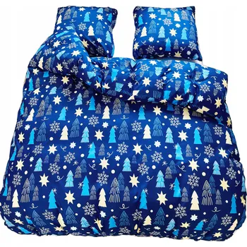 Povlečení POVLEČENÍ VÁNOČNÍ 200x220 BAVLNA SATÉN GierekHoff SOUPRAVA 3 dílné VÁNOČNÍ STROMEČKY