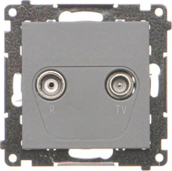 Elektrická zásuvka Zásuvka anténní R+TV průchozí, 1x vstup: 5÷862 MHz, Simon 55 TAP10.01/116, grafitová
