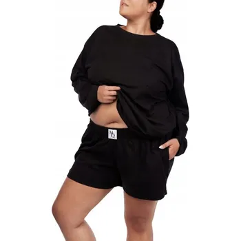 Dámské pyžamo MONA QUEEN SIZE Bavlněné pyžamo JOY s dlouhým rukávem černé 4XL