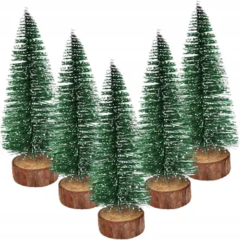 Vánoční dekorace 5x VÁNOČNÍ STROMEK SE TŘPYTKAMI NA KMENI UMĚLÝ MINI OZDOBA SVÁTEČNÍ DEKORACE 20 CM