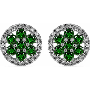 Náušnice Náušnice stříbrné s broušenými chromdiopsidy a zirkony Ag 925 029474 DIO 1,2 cm, 4,1 g