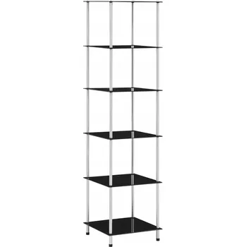 regál 6-patrový regál, černý, 40x40x160 cm, sklo h