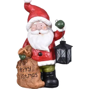 Vánoce Santa Claus s lucernou na čajovou svíčku keramický 23x40cm