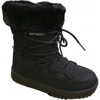 Dámská obuv VODĚODOLNÉ SNĚHULE SOFTSHELL ZATEPLENÉ ZIMNÍ BOTY ČERNÉ KOZAČKY 35