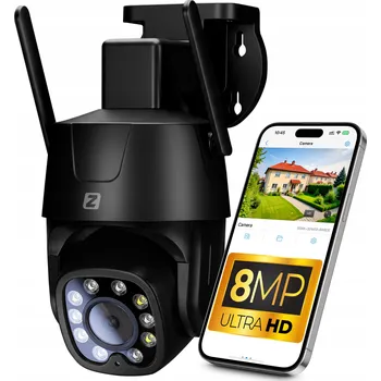 IP kamera Venkovní otočná WiFi kamera 8MPx 4K UHD AUDIO APLIKACE 4xZOOM ČERNÁ