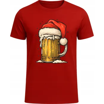 Pánské tričko Tričko Vánoční Zábavný potisk Pivní Sklenice Čepice Mikuláše Dárek XL