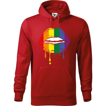 Pánská mikina DOBRÝ TRIKO Pánská mikina s potiskem Pride ústa Velikost pánské mikiny: XL, Barva: Červená