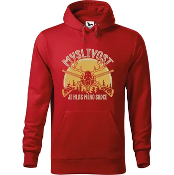 Pánská mikina DOBRÝ TRIKO Pánská mikina s potiskem Myslivost hlas srdce Velikost pánské mikiny: S, Barva: Červená