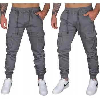 Pánské kalhoty KAPSÁČE PÁNSKÉ JOGGER KALHOTY LÁTKOVÉ ELASTICKÉ KVALITA