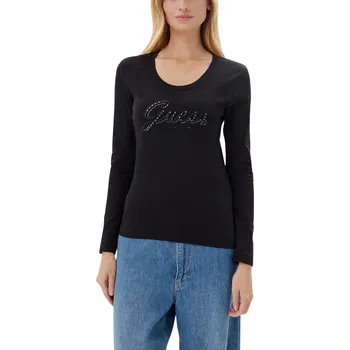 GUESS Černé dámské tričko s dlouhým rukávem Embro Script L