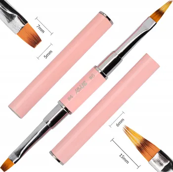 Oboustranný štětec na gel Č. 4 čtvercový a na zdobení 6mm AlleLac růžový