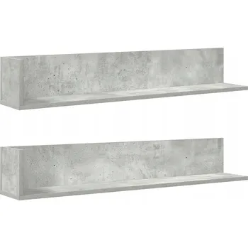 police Nástěnné police, 2 ks, šedá betonu, 100x16,5x16,5 cm